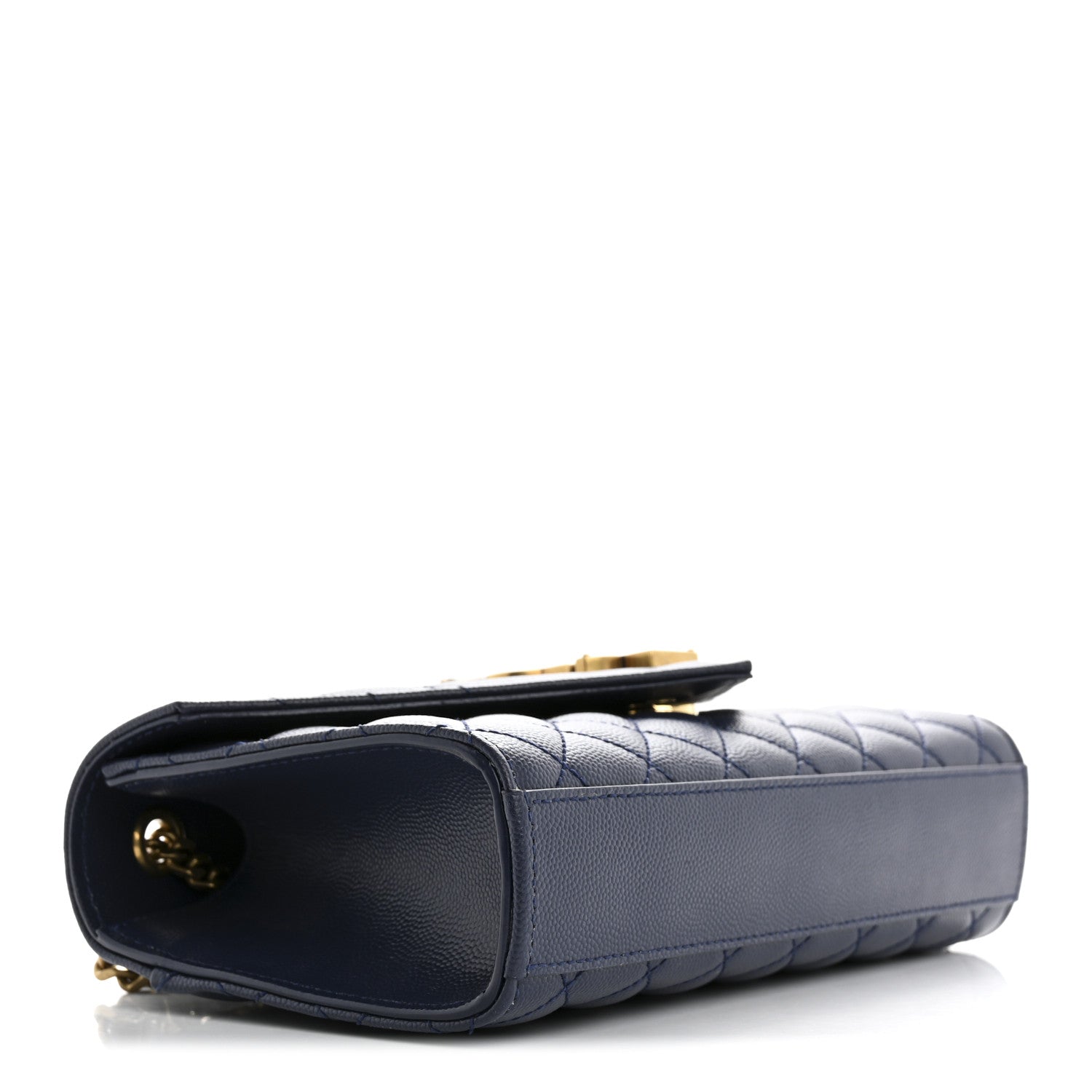 Saint Laurent Grain De Poudre Textured Mixed Matelasse Triquilt Small Monogram Satchel Blue Charron 4 of 12