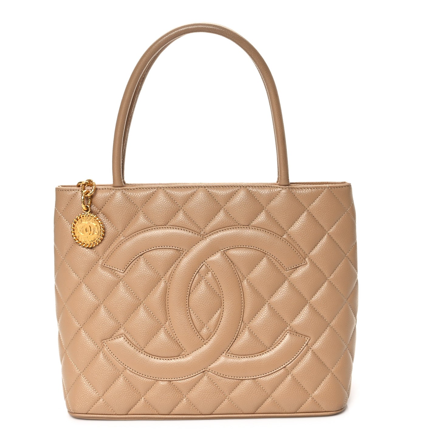 Caviar Quilted Medallion Tote Beige