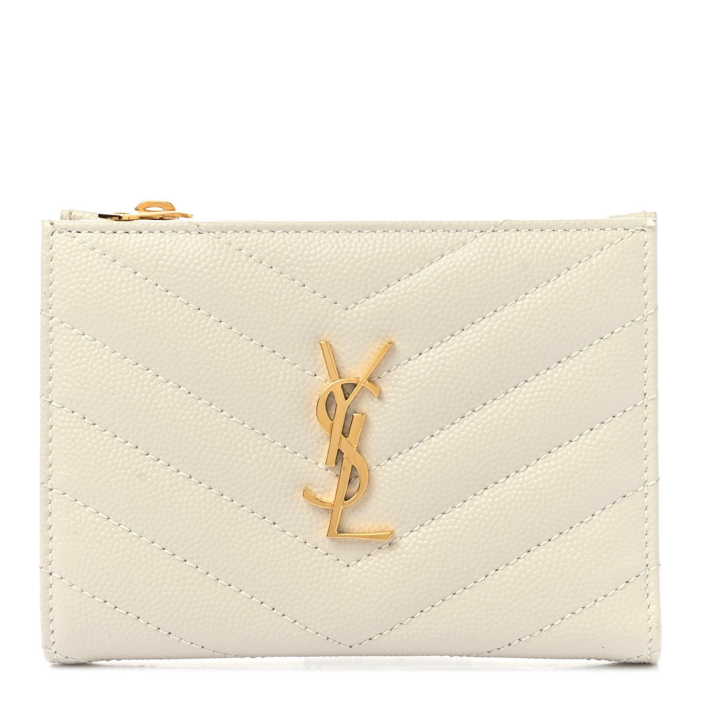Grain De Poudre Matelasse Chevron Monogram Zipped Card Case White