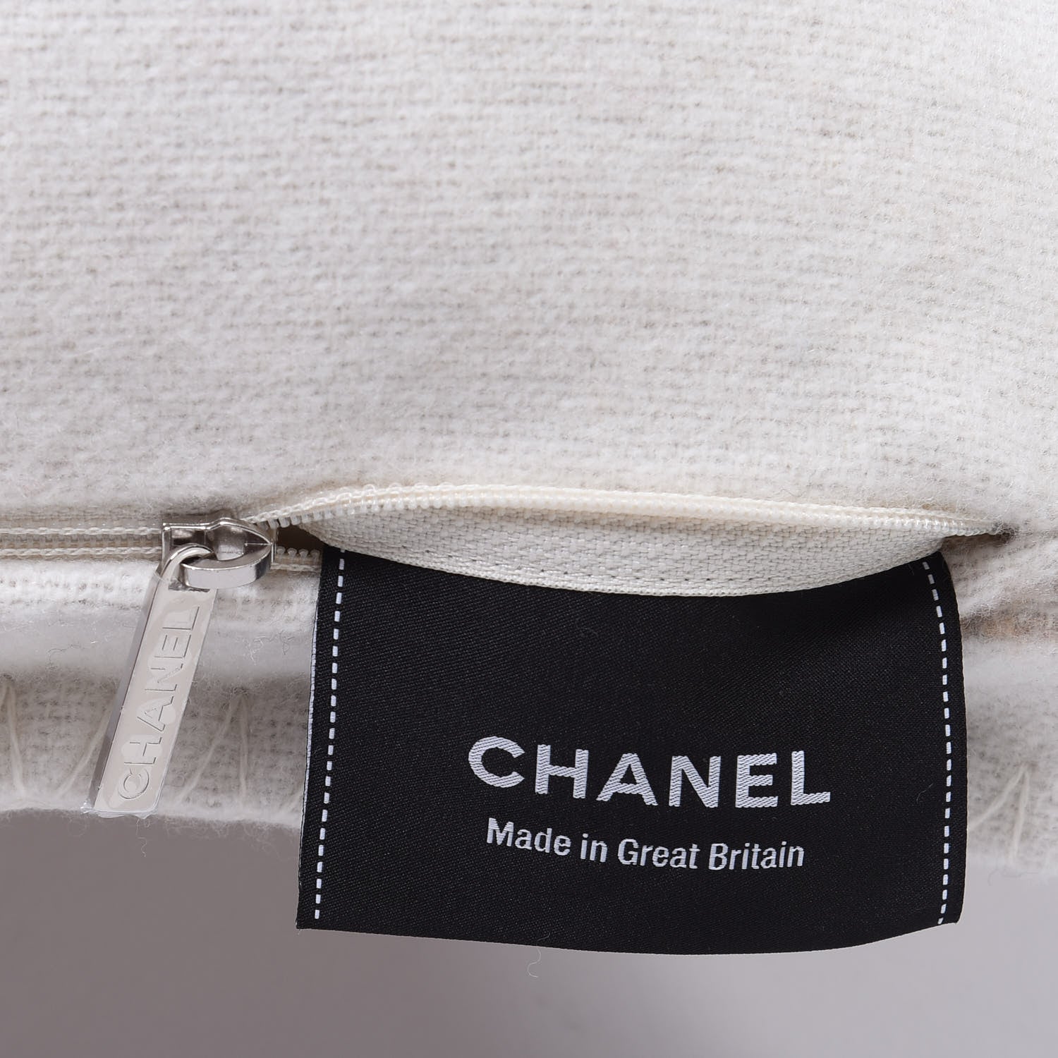 Chanel Merino Wool Cashmere CC Pillow Beige Off White 2 of 3
