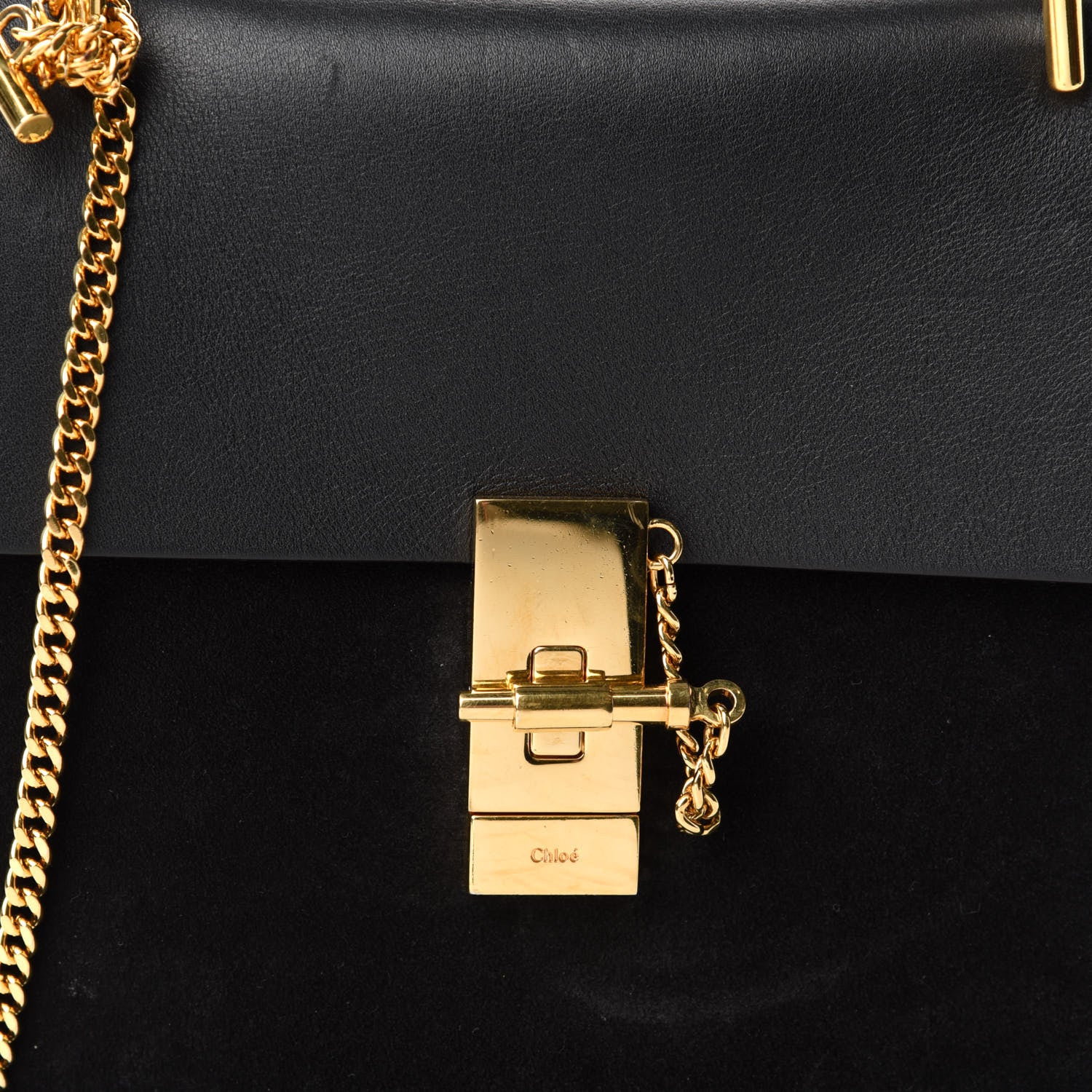 Chloe Suede Calfskin Mini Drew Shoulder Bag Black 9 of 9