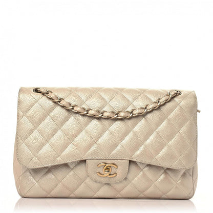 Chanel Iridescent Caviar Quilted Jumbo Double Flap Beige 1 of 16
