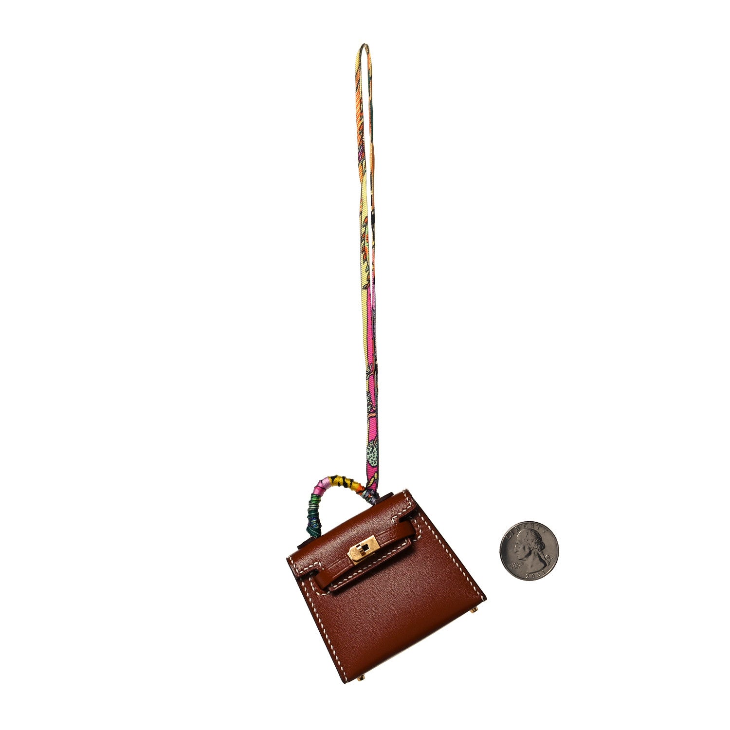 Hermes Tadelakt Mini Kelly Twilly Bag Charm Fauve 2 of 5