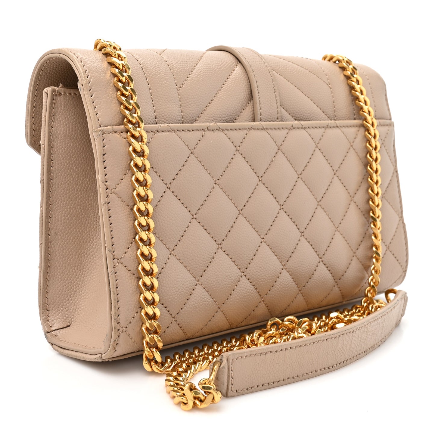 Grain De Poudre Textured Mixed Matelasse Triquilt Small Monogram Satchel Dark Beige