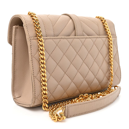 Saint Laurent Grain De Poudre Textured Mixed Matelasse Triquilt Small Monogram Satchel Dark Beige 3 of 13