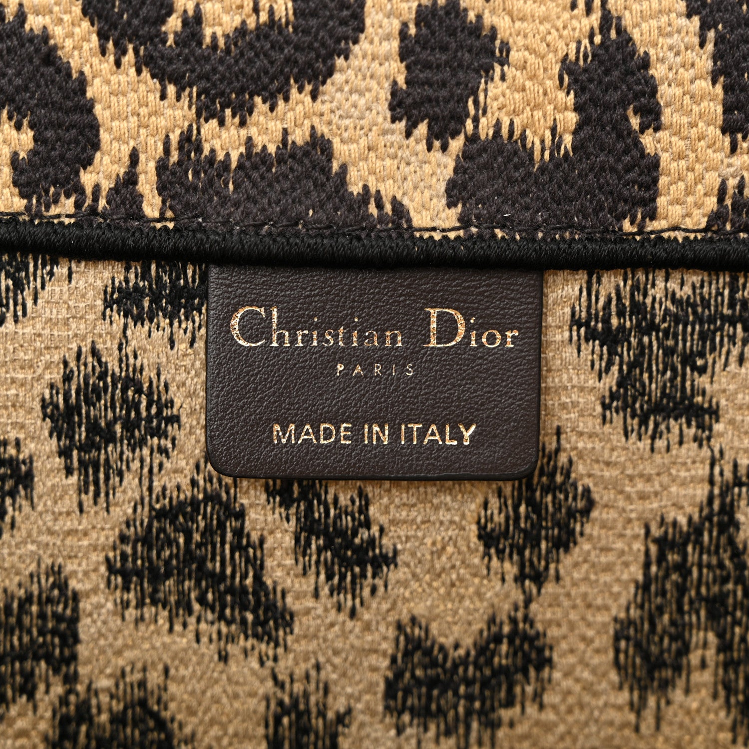 Christian Dior Canvas Mizza Embroidered Large Leopard Book Tote Beige 6 of 11
