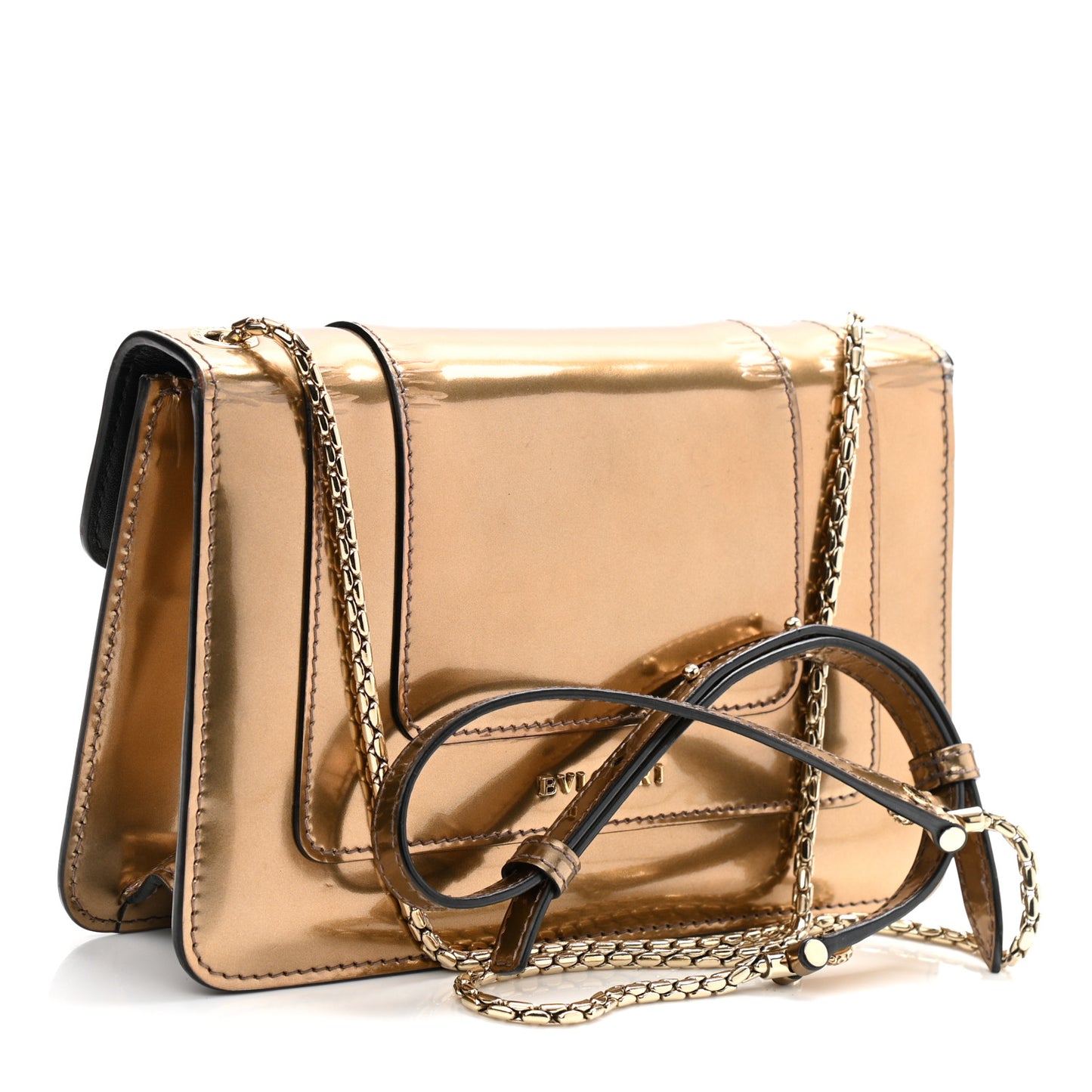 Metallic Calfskin Serpenti Medium Crossbody Bag Bronze