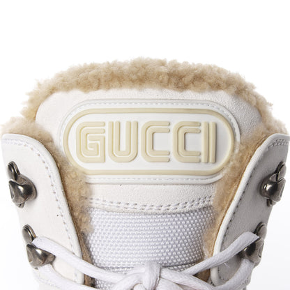 Gucci X SEGA Calfskin Suede Shearling Technical Canvas Womens Flashtrek High-Top Sneakers 36 Great White 9 of 9