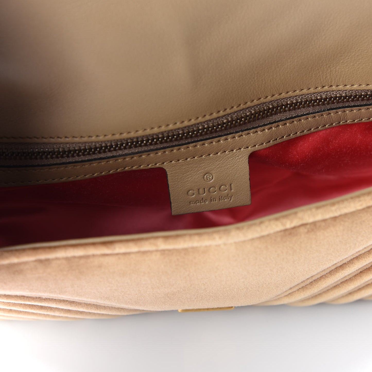 Velvet Matelasse Small GG Marmont Shoulder Bag Taupe