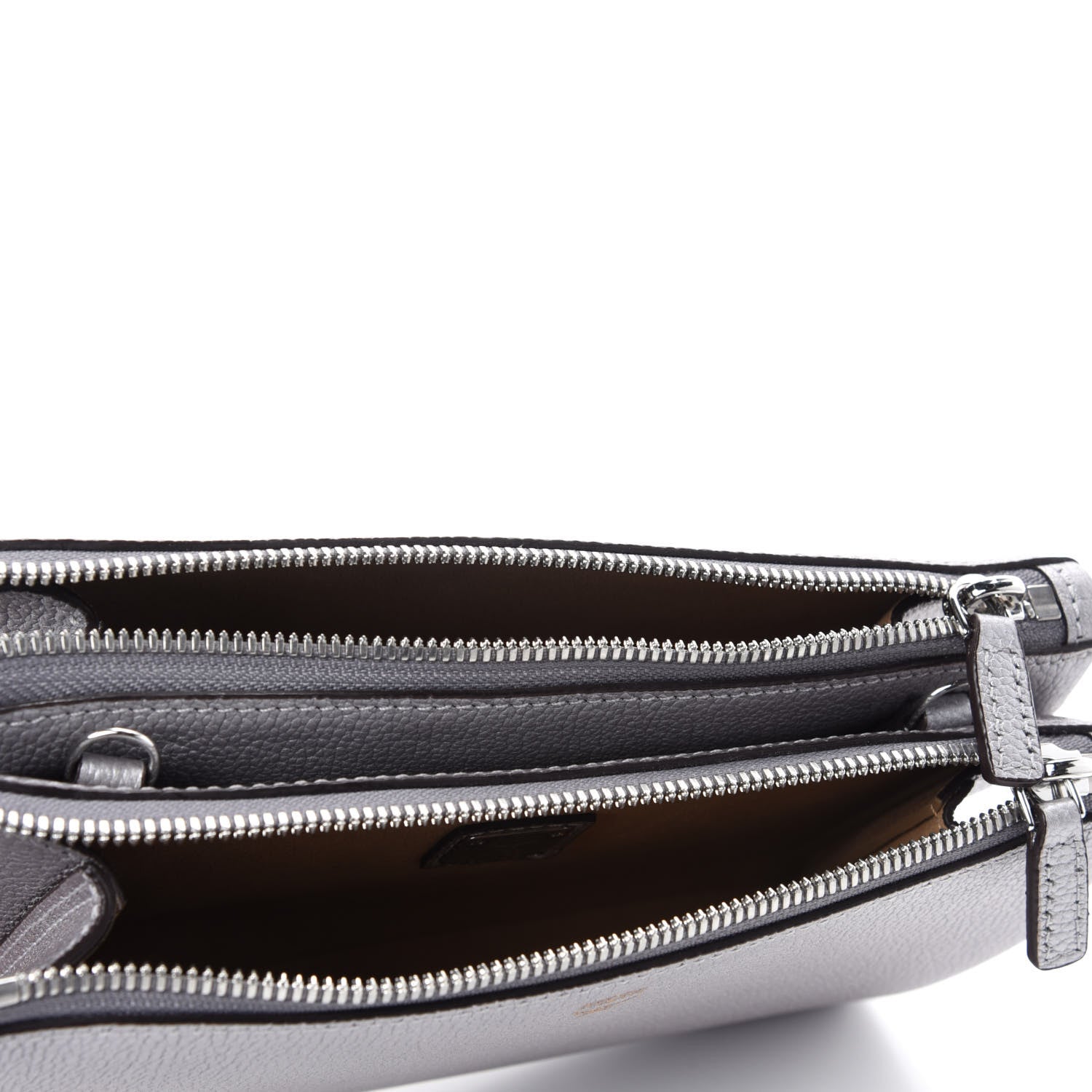 MCM Grained Calfskin Milla Double Crossbody Bag Spike Silver 5 of 9
