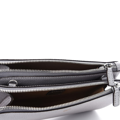 MCM Grained Calfskin Milla Double Crossbody Bag Spike Silver 5 of 9