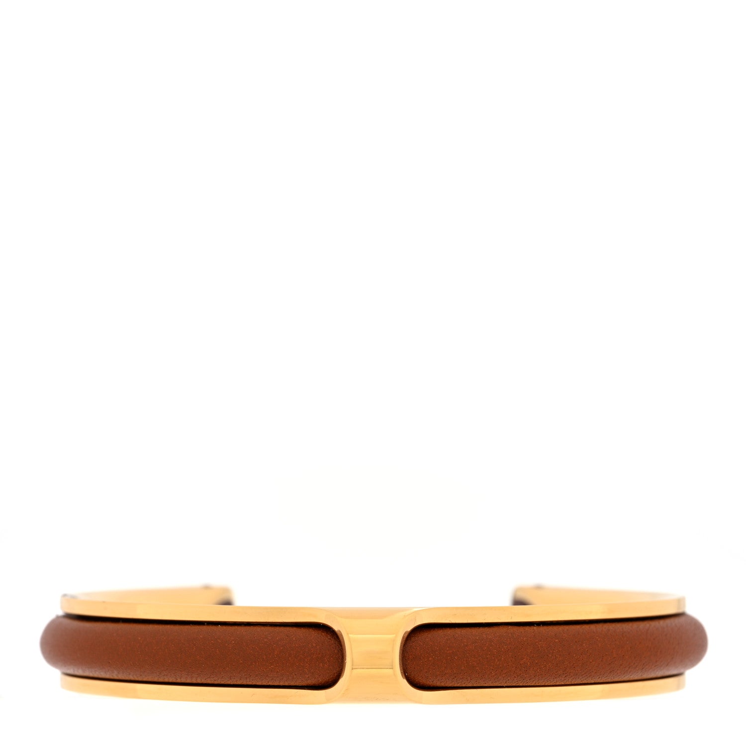 Hermes Tadelakt Kyoto Cuff Bracelet M Gold 1 of 5