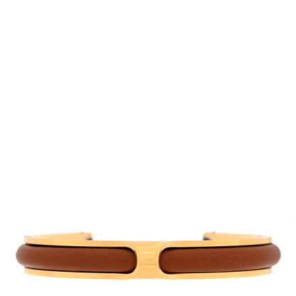 Hermes Tadelakt Kyoto Cuff Bracelet M Gold 1 of 5