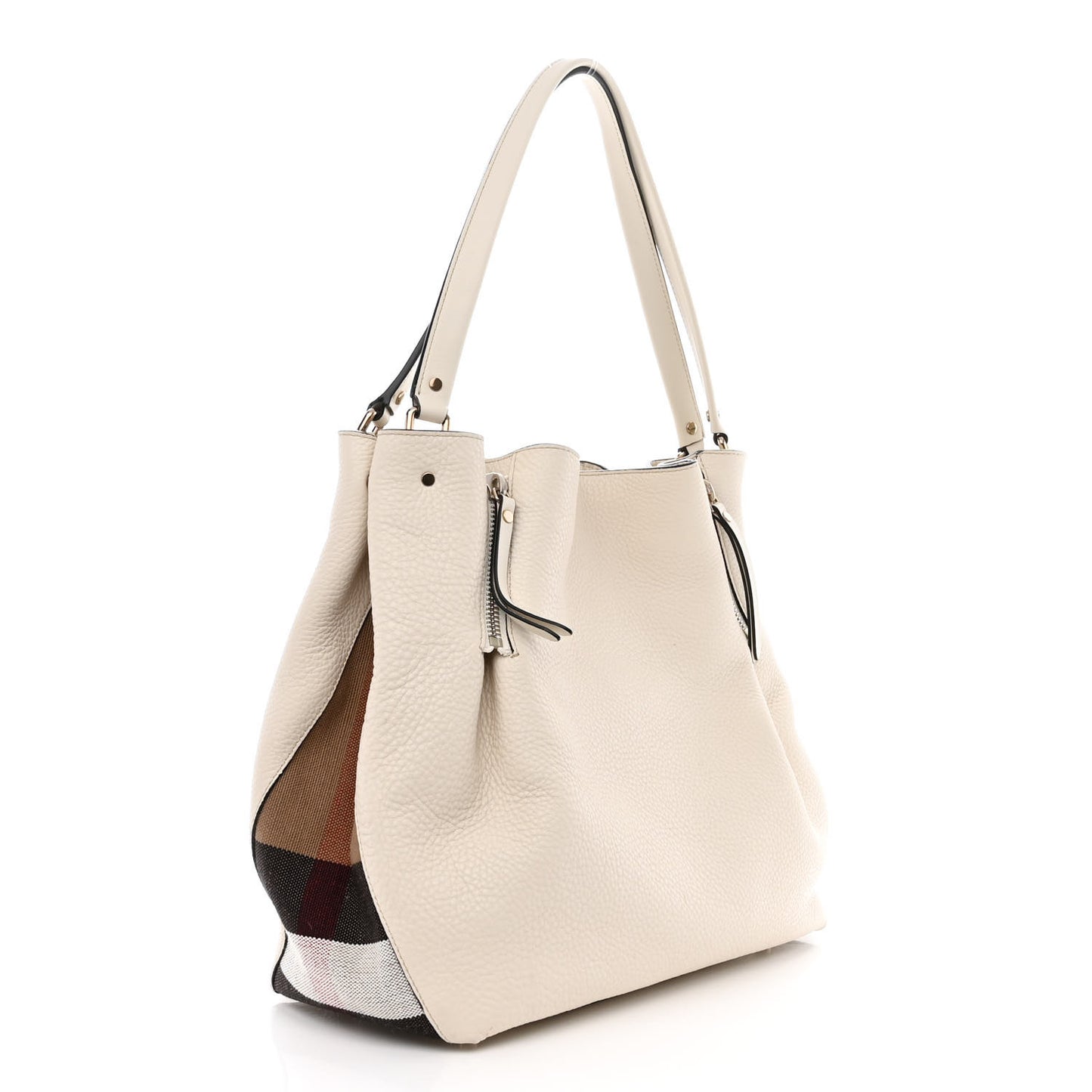 Grainy Calfskin House Check Medium Maidstone White