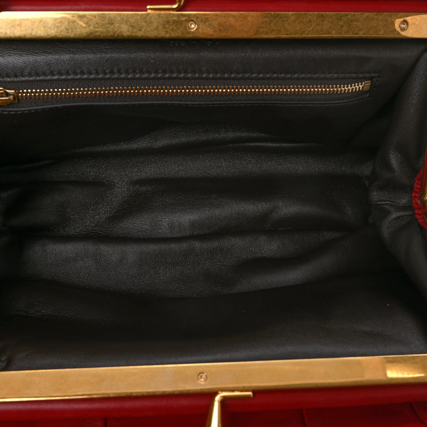Calfskin Pleated French Lock Clutch Red