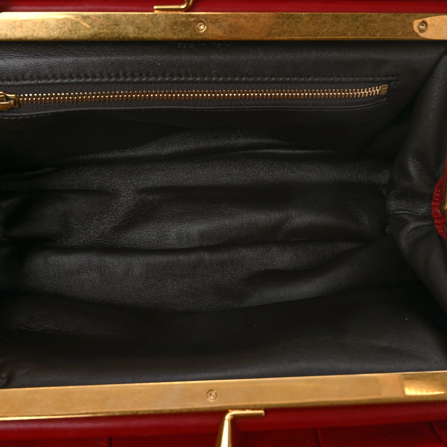 Celine Calfskin Pleated French Lock Clutch Red 5 of 7