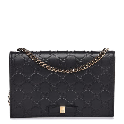 Gucci Guccissima Signature Bowy Chain Wallet Black 1 of 6