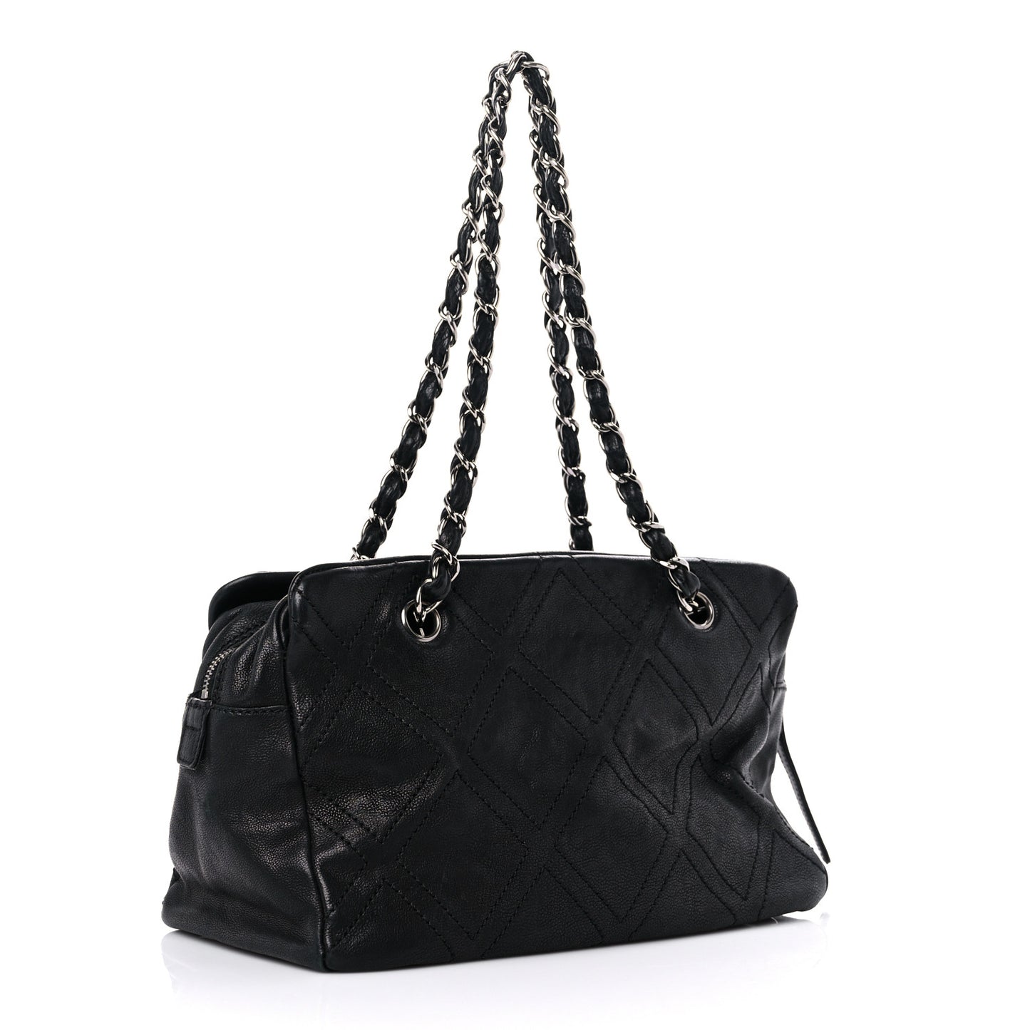 Calfskin Small Diamond Stitch Tote Black