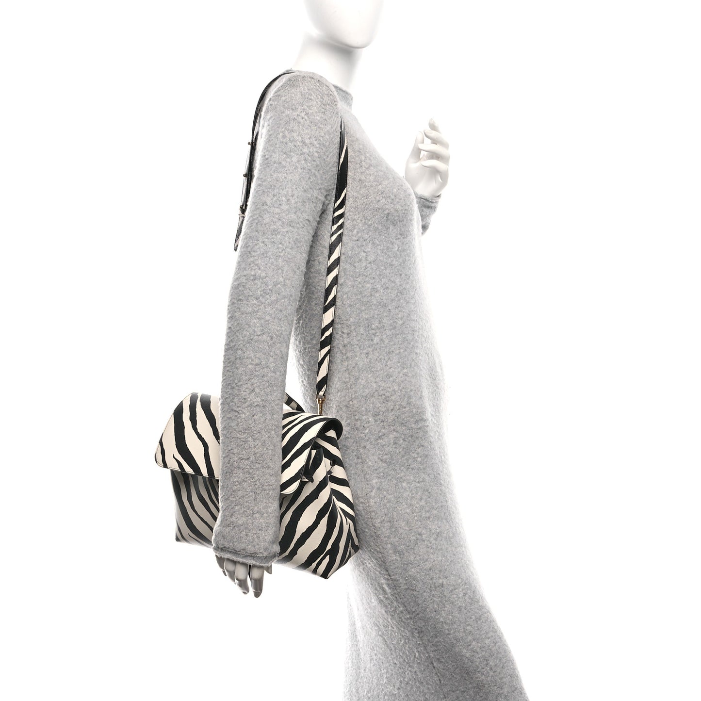 Saffiano Zebra Print Mini Lady Bag Black White