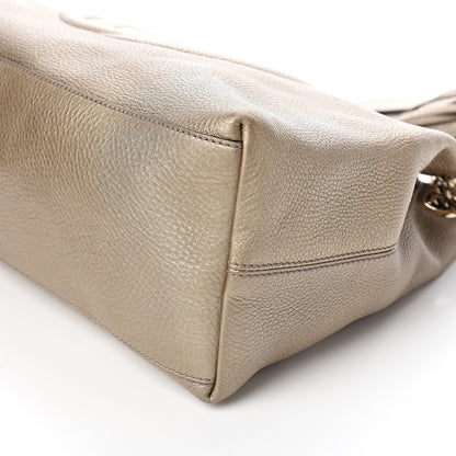 Gucci Metallic Pebbled Calfskin Medium Soho Chain Shoulder Bag Golden Beige 8 of 9