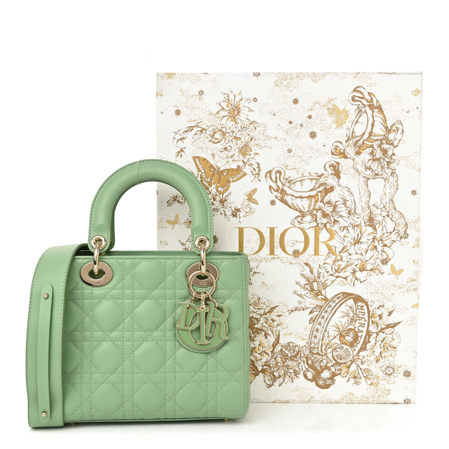 Lambskin Cannage Small My ABCDior Lady Dior Green