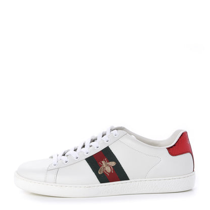 Gucci Calfskin Ayers Bee Embroidered Womens Ace Sneakers 39 White Green 1 of 9