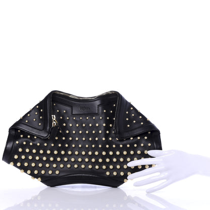 Alexander McQueen Calfskin Studded De Manta Clutch Black 2 of 7