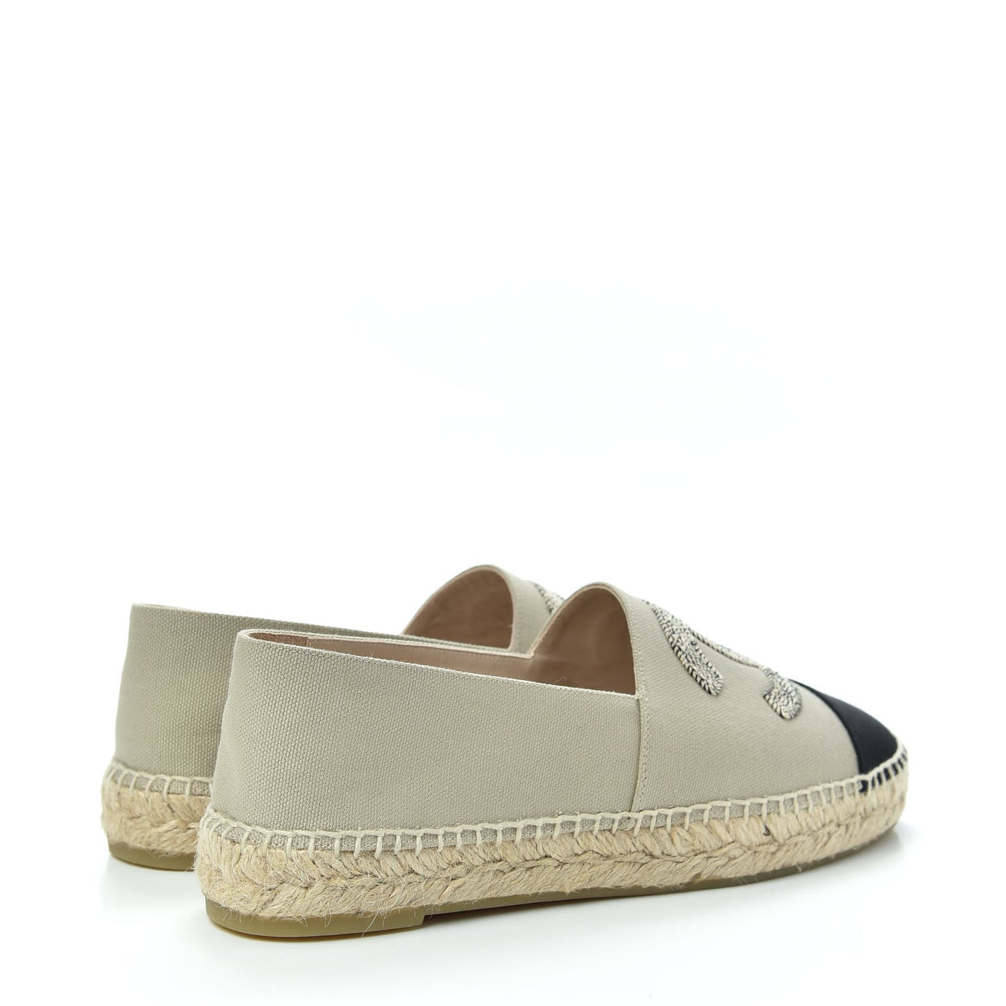 Canvas Grosgrain CC Espadrilles 41 Beige Black
