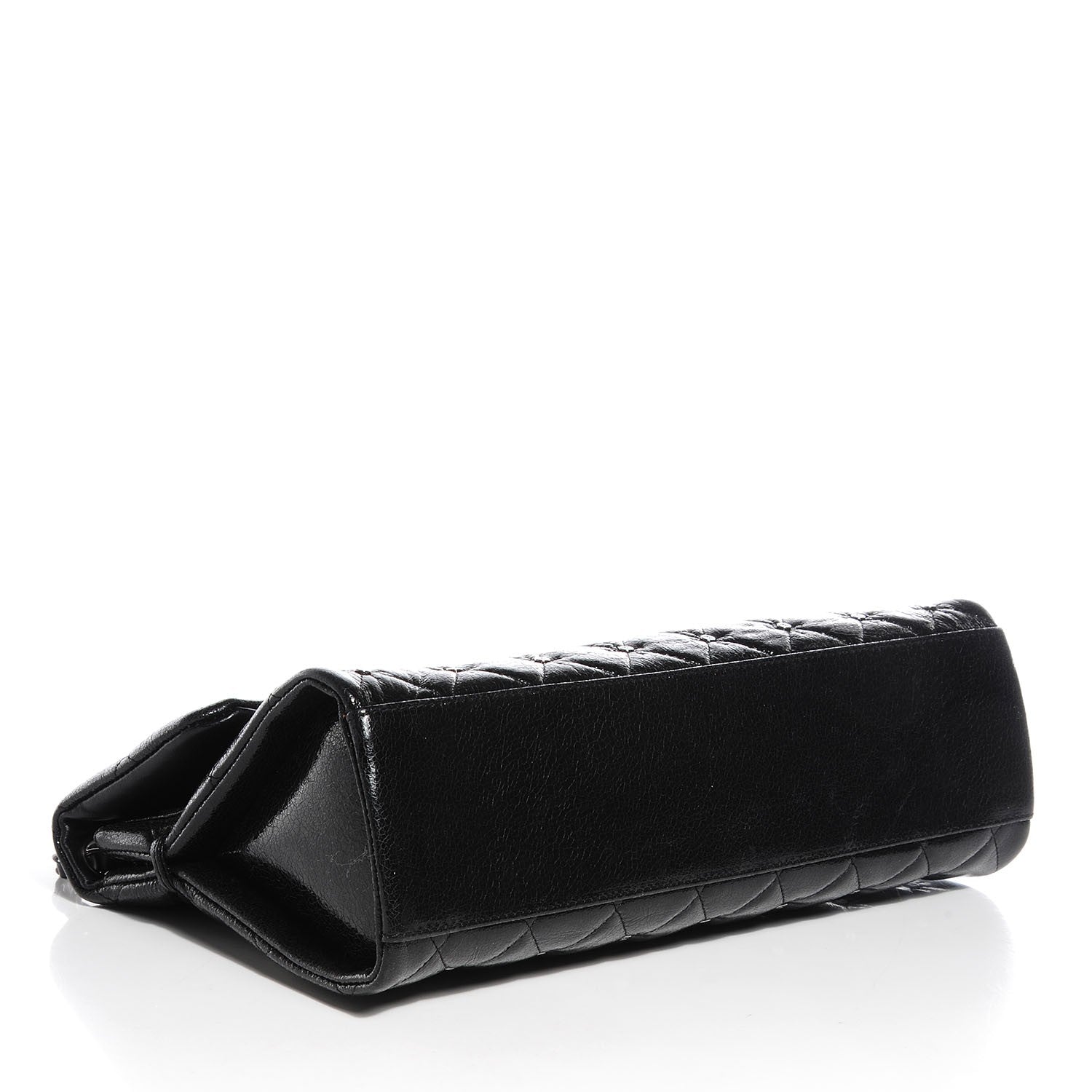 Chanel Glazed Crackled Calfskin Studded Mademoiselle Flap Black 4 of 8