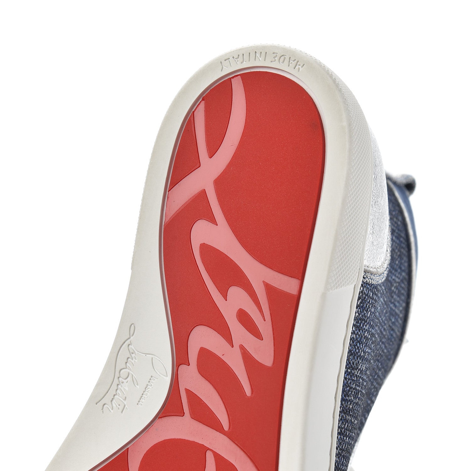Christian Louboutin Lame Lou Spikes Flat Sneakers 38 Blue 9 of 12