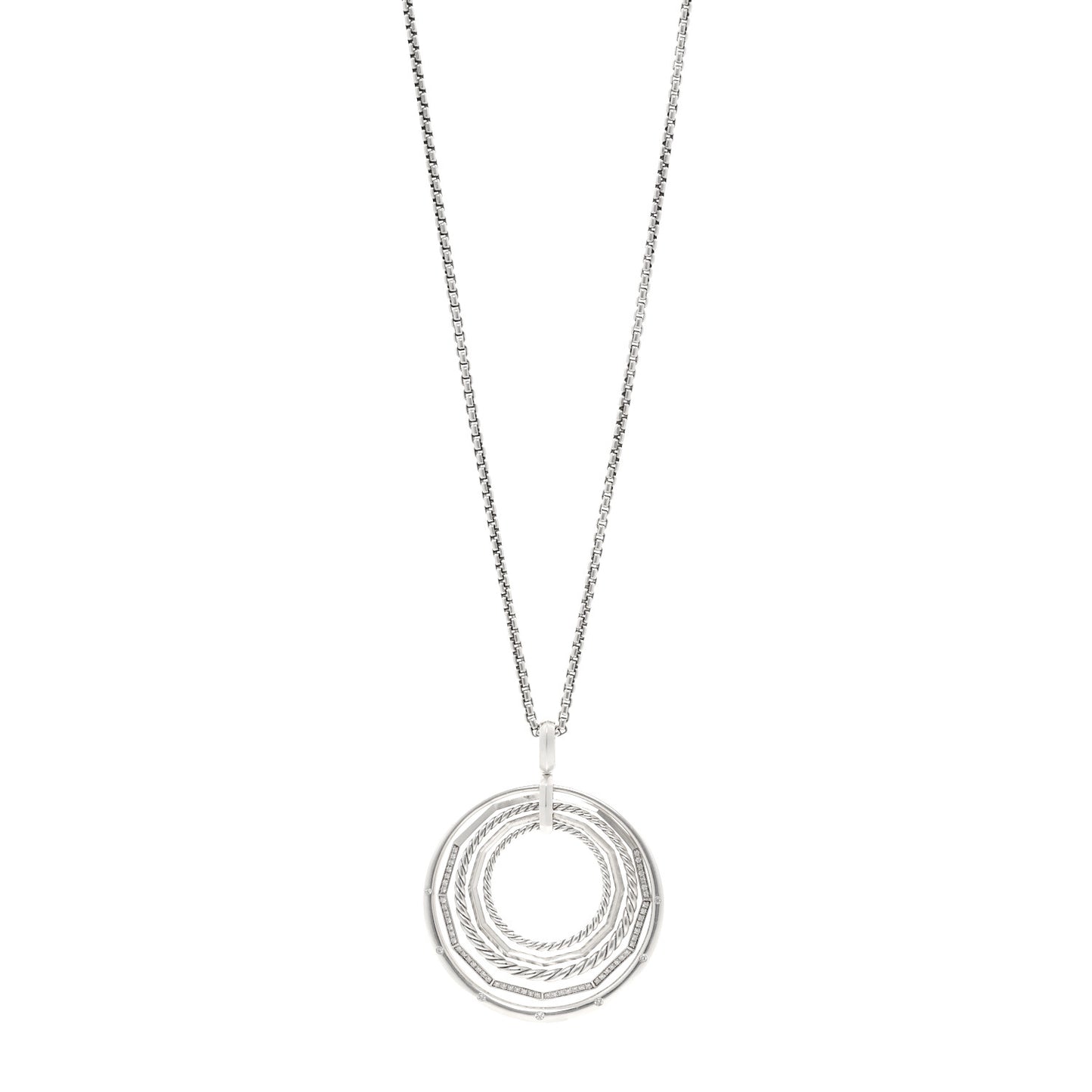 Sterling Silver Diamond Large Stax Pendant Necklace