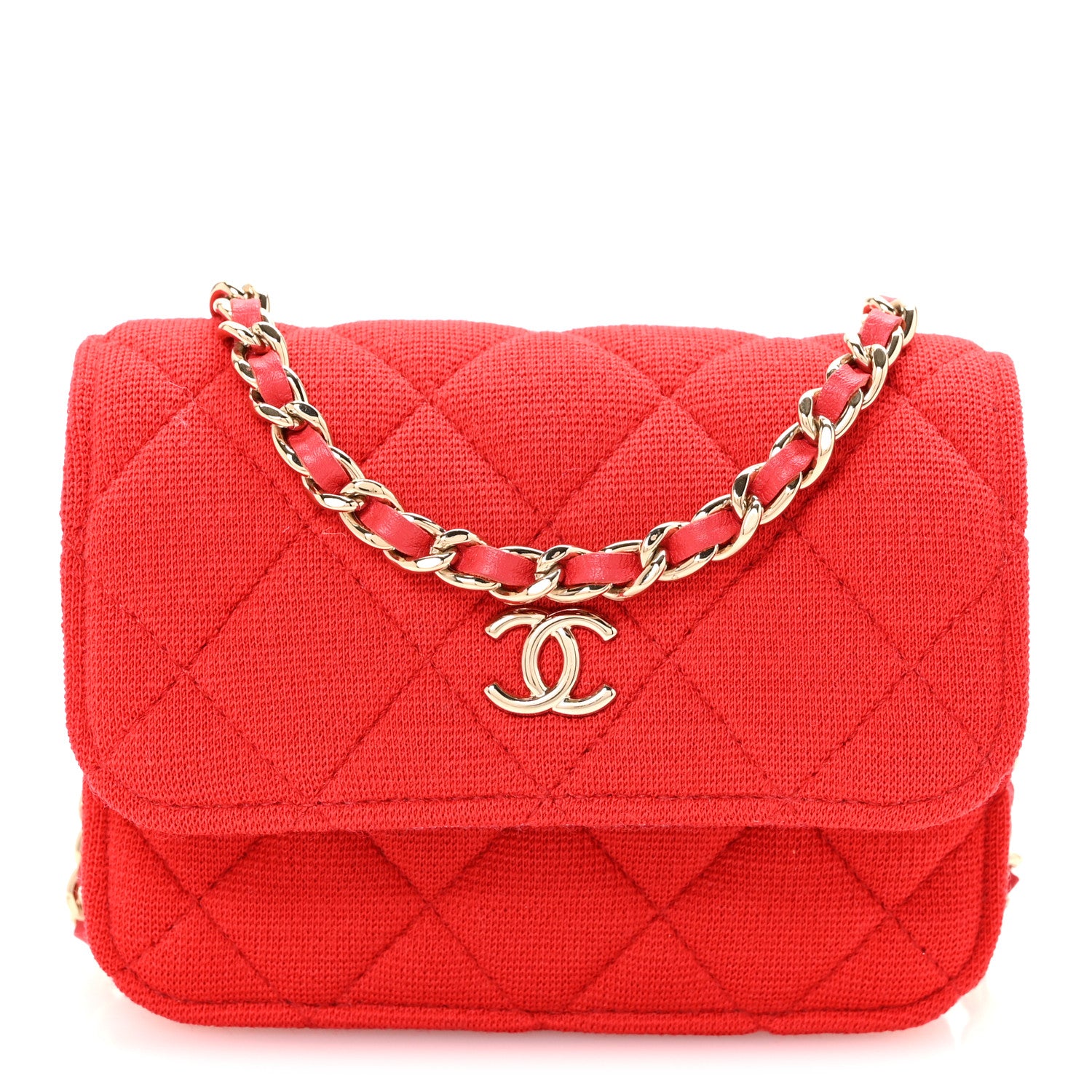 Chanel Jersey Quilted Micro Mini Flap Red 1 of 10