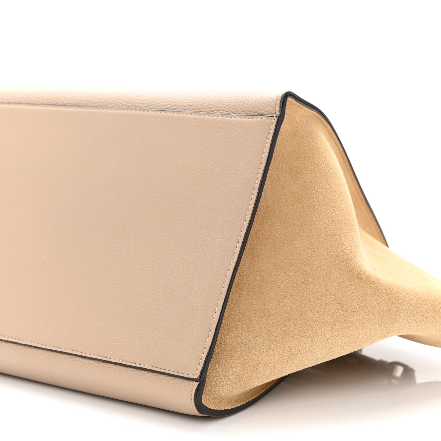 Drummed Calfskin Suede Small Trapeze Dune