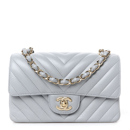 Chanel Lambskin Chevron Quilted Mini Rectangular Flap Grey 1 of 12