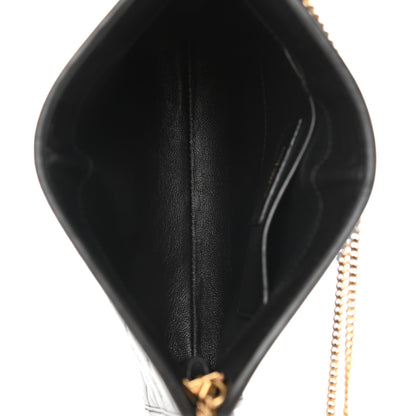 Saint Laurent Lambskin Quilted Monogram Baby Victoire Chain Clutch Bag Black 5 of 10