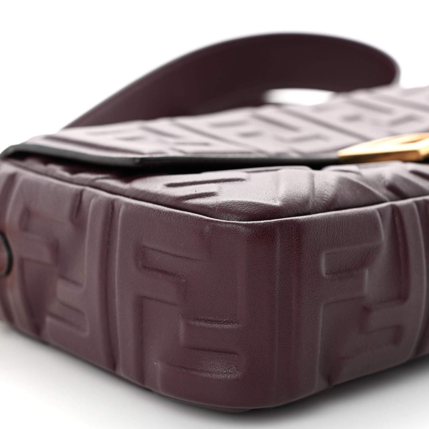 Fendi Nappa FF 1974 Embossed Baguette Granata 8 of 9