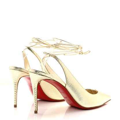Christian Louboutin Metallic Calfskin Snakeskin Effect Kate Lace-Up 85 Pumps 40 Gold 4 of 7
