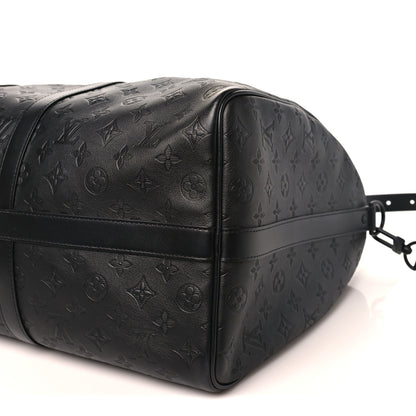 Louis Vuitton Calfskin Shadow Monogram Keepall Bandouliere 50 Black 8 of 8