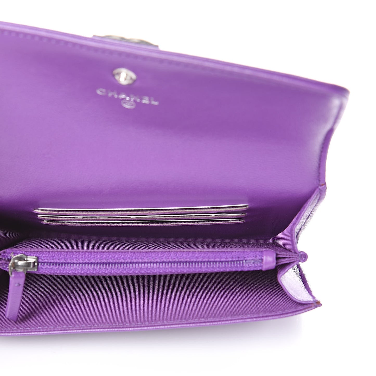 Lambskin Quilted Small Boy Flap Wallet Purple