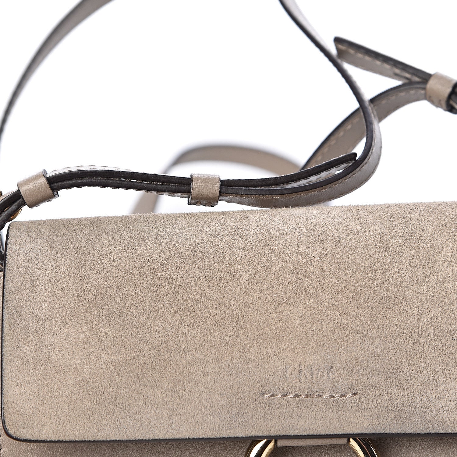 Chloe Suede Calfskin Mini Faye Shoulder Bag Motty Grey 10 of 15