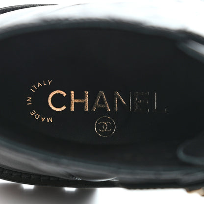 Chanel Shiny Lambskin Quilted Lace Up Combat Boots 40.5 Black 11 of 14