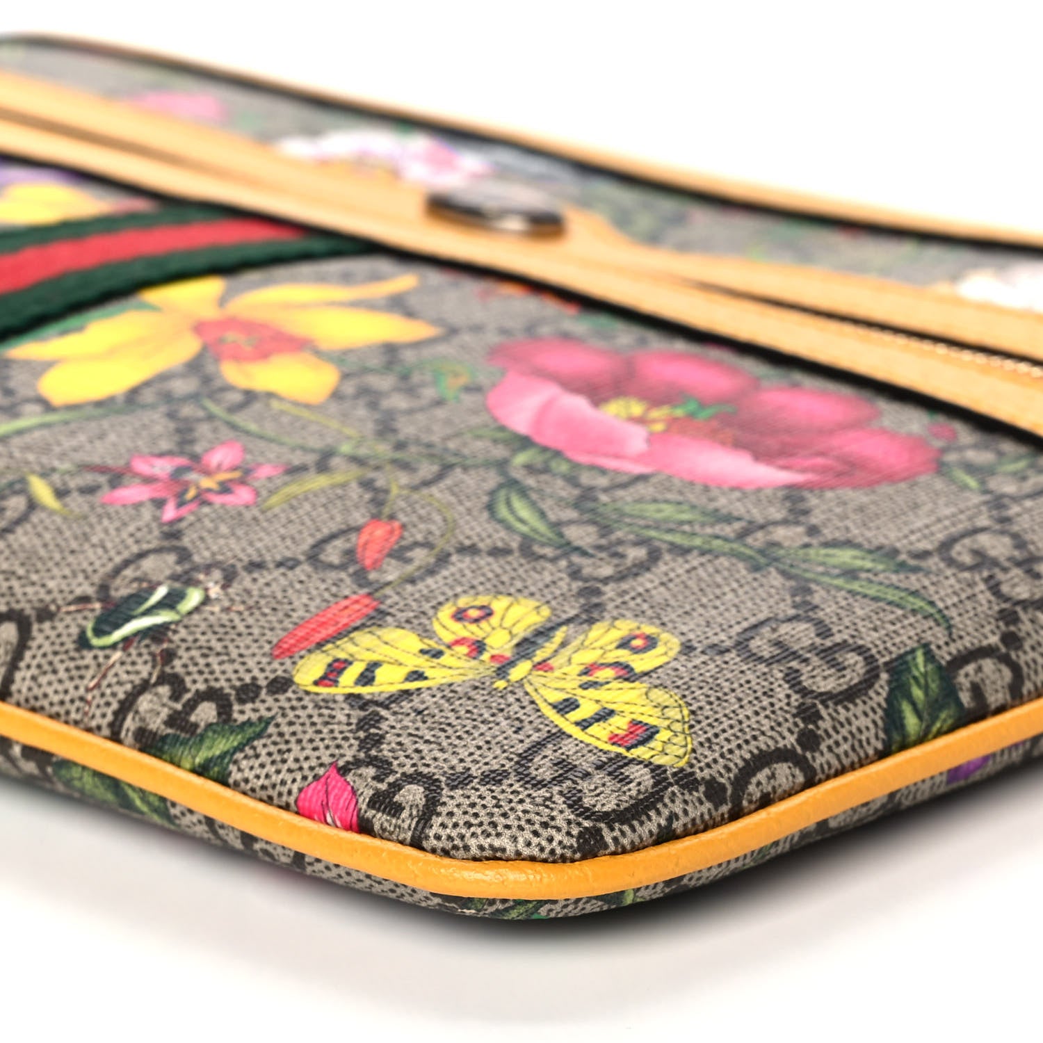 Gucci GG Supreme Monogram Flora Large Ophidia Pouch Clutch Beige Multicolor Crop 10 of 10