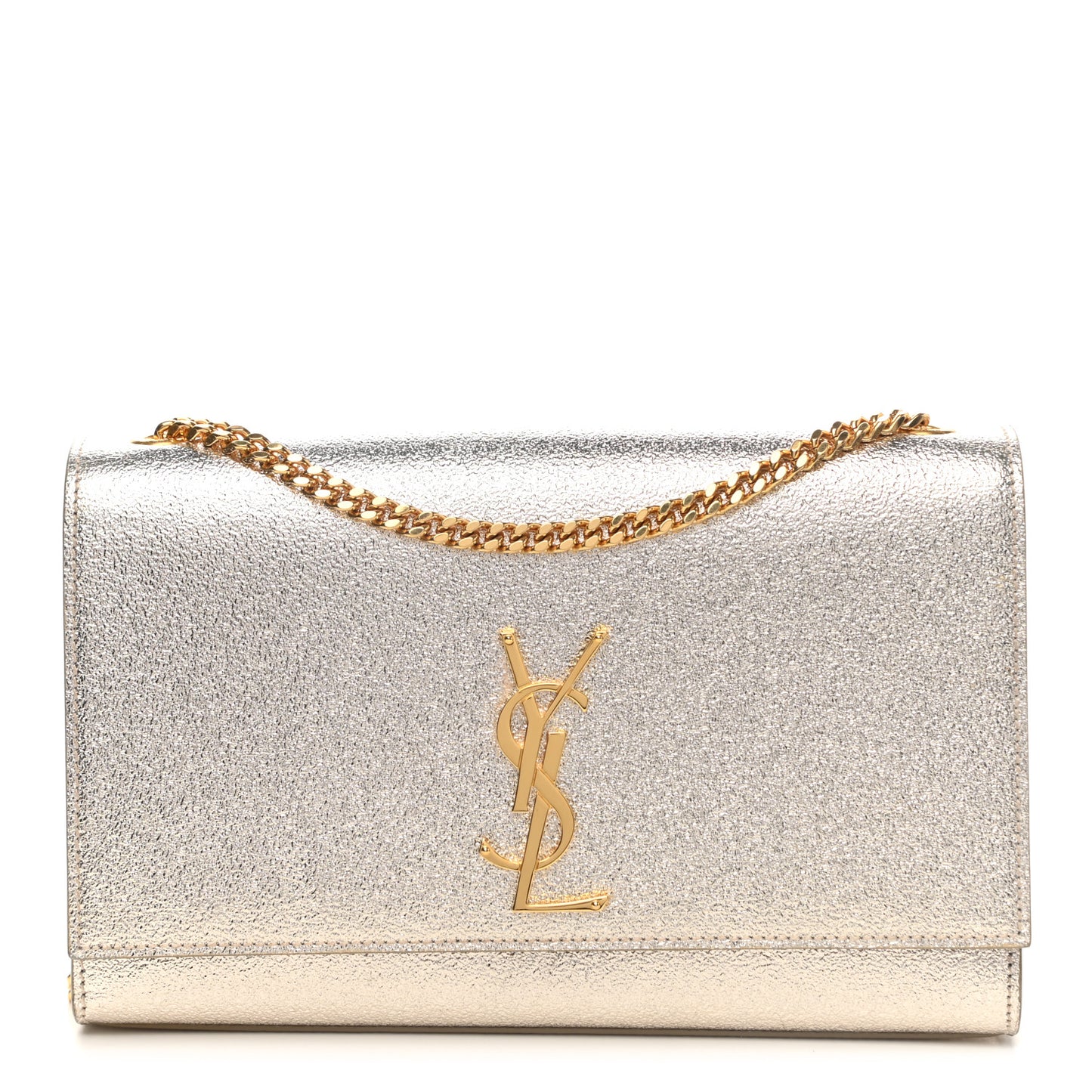 Metallic Calfskin Medium Classic Monogram Kate Satchel Pale Gold