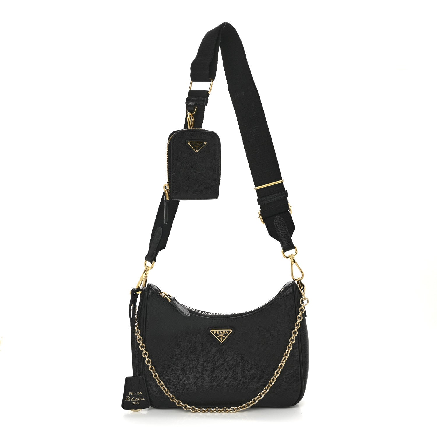 Prada Saffiano Lux Re-Edition 2005 Shoulder Bag Black 1 of 15