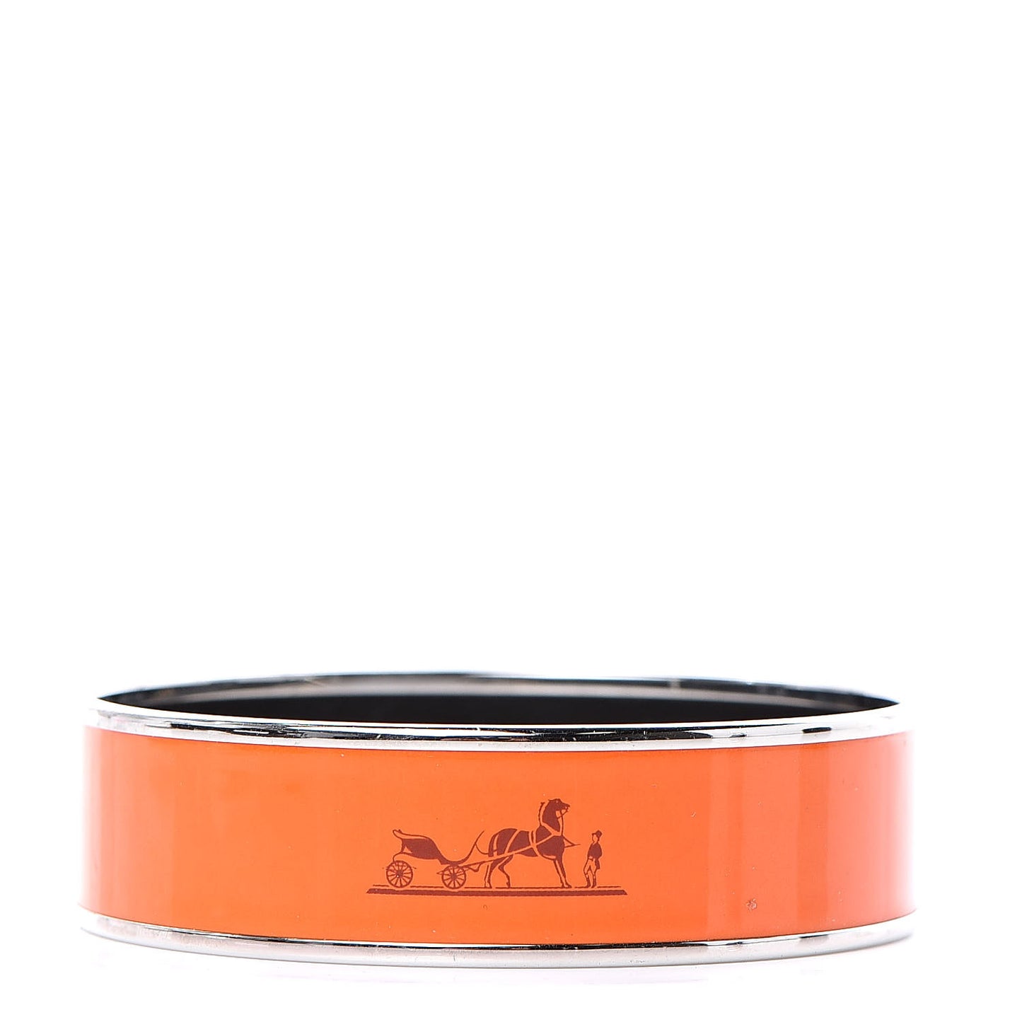 Enamel Printed Wide Caleche Bracelet 70 Orange