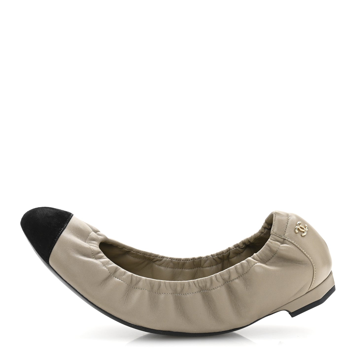 Lambskin CC Elastic Cap Toe Ballerina 40 Flats 40 Beige Black