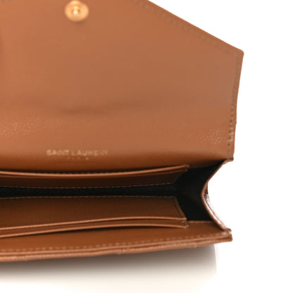 Saint Laurent Grain De Poudre Matelasse Chevron Small Monogram Envelope Wallet Natural Dark 5 of 10