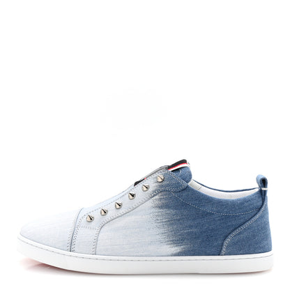 Christian Louboutin Denim Graffiti Mens Fique A Vontade Flat Sneakers 42.5 Blue White 1 of 10