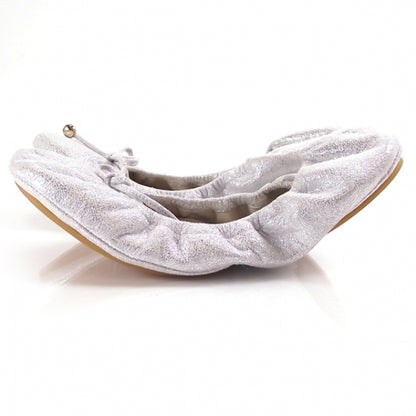 Fendi Calfskin Ballet Bow Flats Silver 39 2 of 7