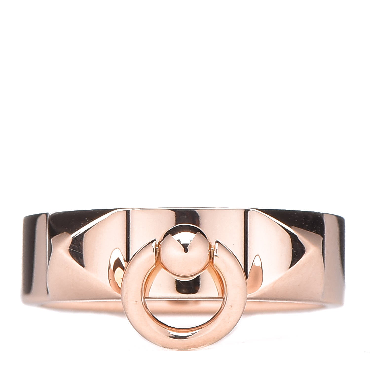 Hermes 18K Rose Gold PM Collier De Chien Ring 48 4.5 1 of 6